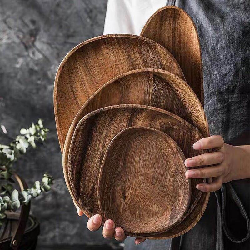 Acacia Wood Plate Set