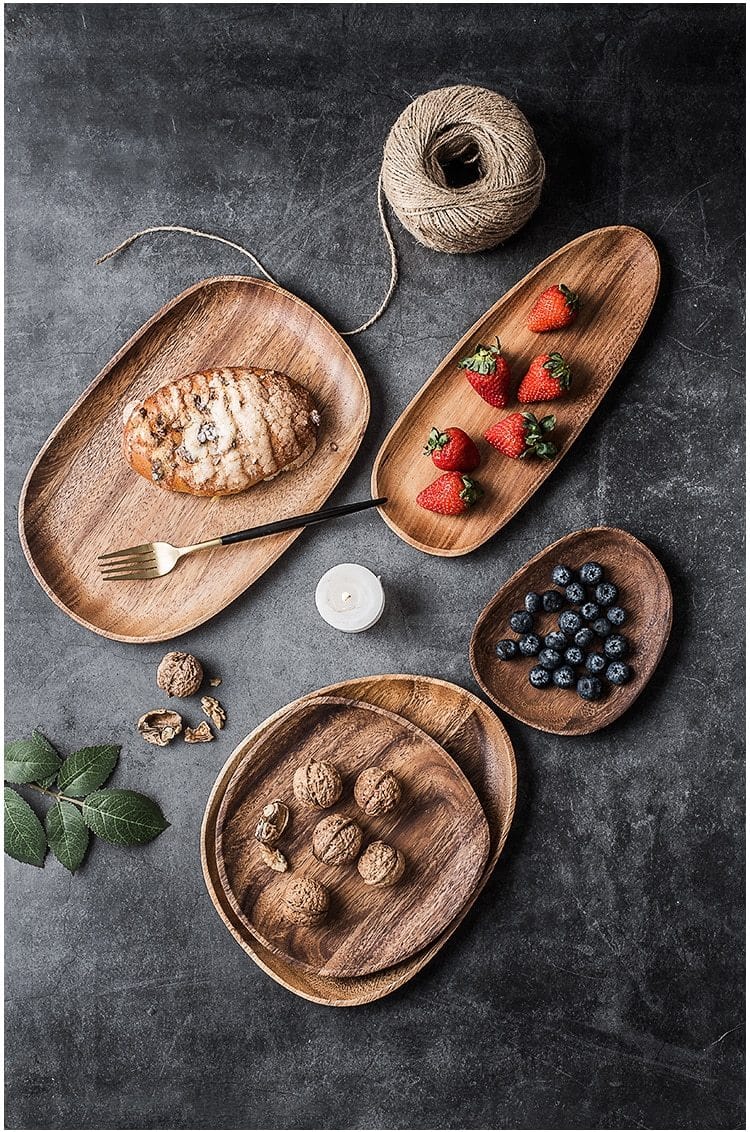 Acacia Wood Plate Set