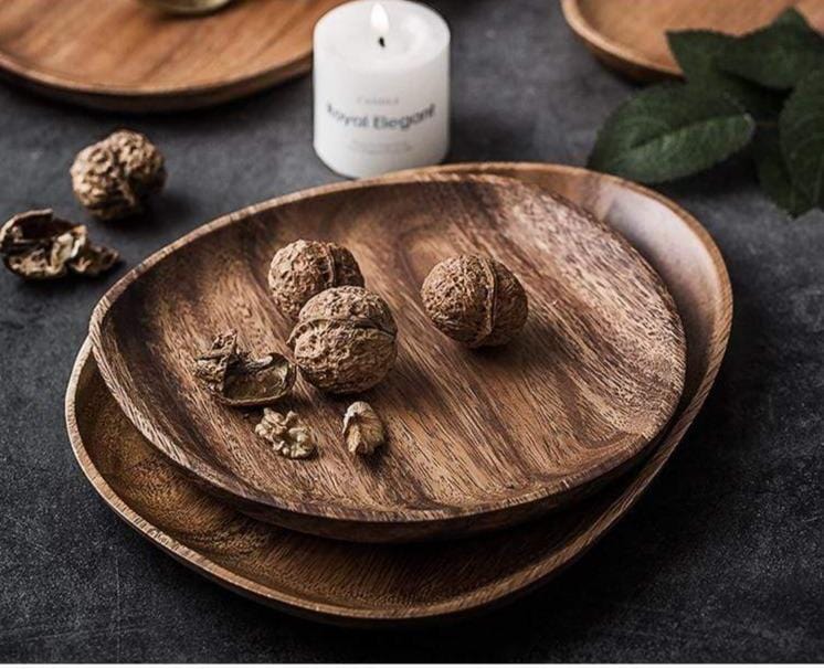 Acacia Wood Plate Set